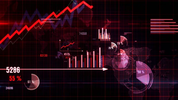 Gráfico Ilustração Conceito Economia Negócios Globais Estatística Crise Finanças Gráficos — Fotografia de Stock