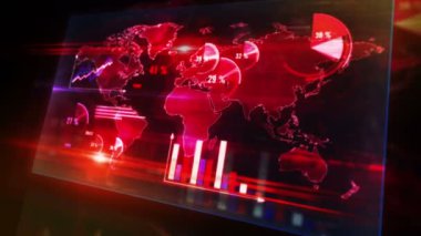 Bilgisayar ekranı döngüsünde grafik ve ekonomi grafiği. İş diyagramı, finans verileri, ekonomi raporu ve soyut konseptin istatistiksel analizi 3D döngüsel ve kusurlu kusursuz animasyon.