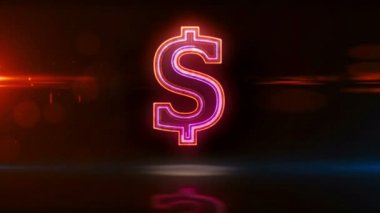 Dolar para sembolü, para neon ikonu, nakit işareti döngüsü konsepti. Gelecekçi soyut 3d biçimlendirilebilir döngü ve kusursuz animasyon.