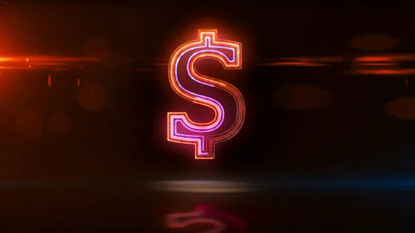 Dollar Geld Symbool Geld Neon Pictogram Cash Teken Lus Concept — Stockfoto