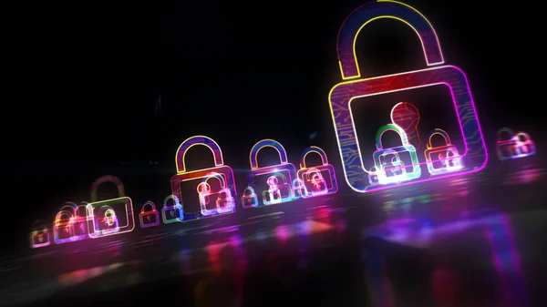 Cyber Sicherheitskonzept Mit Vorhängeschloss Symbol Computerschutz Und Systemsicherheitssymbol Futuristische Abstrakte — Stockfoto
