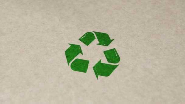 Reciclagem Carimbo Mão Carimbar Animação Impacto Símbolo Reciclagem Setas Materiais — Vídeo de Stock