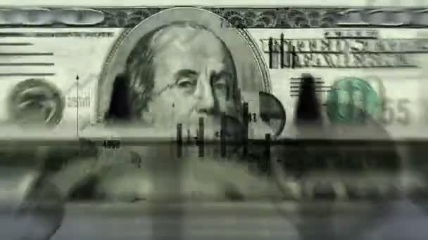 Επιχειρηματικό Διάγραμμα Και Γράφημα 100 Δολάρια Μετράνε Χρήματα Στο Παρασκήνιο — Αρχείο Βίντεο