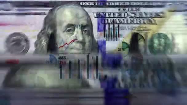 Obchodní Graf Graf 100 Dolar Peníze Počítat Pozadí Bezproblémová Smyčková — Stock video