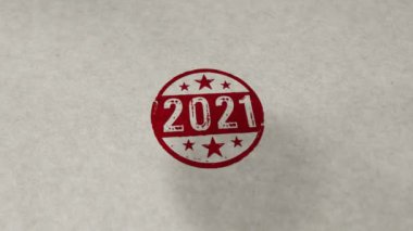 2021 yıllık pul döngüsü ve kusursuz animasyon. El damgası darbesi. 3B oluşturulmuş döngü kavramı.
