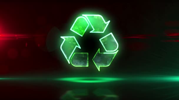 リサイクルシンボル 生態系 再利用アイコン グリーンテクノロジー クリーン産業のコンセプトループ 未来的な抽象3Dレンダリングループ可能でシームレスなアニメーション — ストック動画