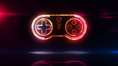 Oyun alanı sembolü, esport, video kumandası, 5G oyunu ve siber spor. Fütürist soyut kavram 3D resimleme.