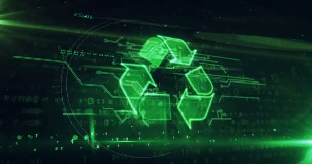 Symbol Recyklingu Ekologia Ikona Ponownego Użycia Zielona Technologia Zarządzanie Czysta — Wideo stockowe