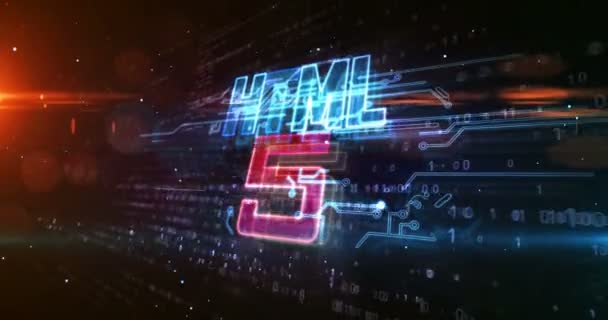 Html5 Symbol Vývoj Kód Počítačový Jazyk Programovací Technologie Animace Futuristický — Stock video