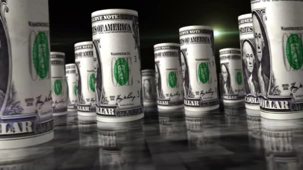 Dollar Rolls Loop 애니메이션 사이의 카메라 미국에서의 기업의 불경기와 부채라는 — 비디오