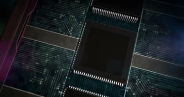 HTML5 geliştirme sembolü, web programlama dili simgesi, internet teknolojisi ve www ağ kodlama kavramı. Fütüristik 3D, dikişsiz, soyut animasyon çizimi. İşlemci fabrikası yanıyor..