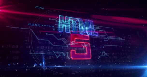 Html5 Codering Symbool Ontwikkeling Code Computertaal Programmeertechnologie Concept Lus Futuristische — Stockvideo