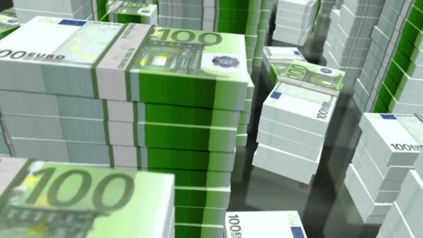 Paquets Argent Euro Boucle Vol 100 Euros Piles Billets Tours — Video