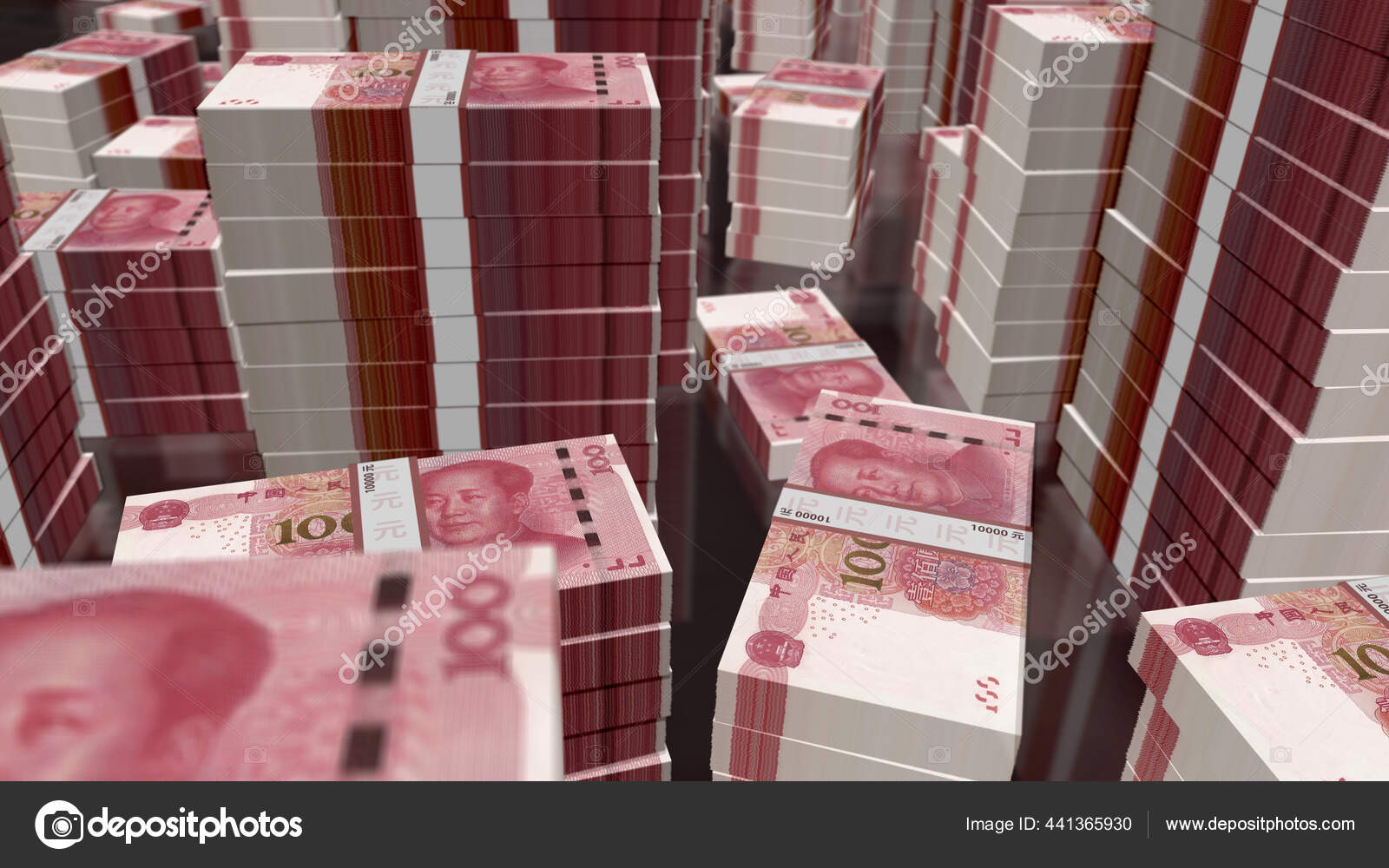 人民币包装3D插图100欧元的钞票捆经济危机商业成功税收和债务概念——图库图片© Skorzewiak #441365930