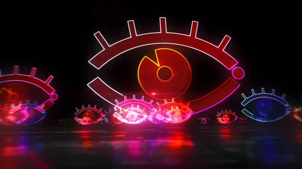 Cyber Eye Symbol Segno Spionaggio Digitale Tecnologia Sorveglianza Concetto Privacy — Foto Stock