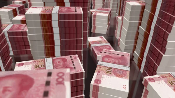 Yuan Chinois Paquet Argent Illustration Lot 100 Euros Billets Banque — Photo
