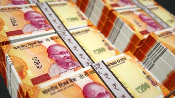 Индийская Рупия Деньги Пакет Петля Анимации Бесшовная Концепция Финансов Наличных — стоковое видео