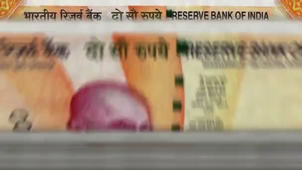 用印度卢比钞票做的钱计数机快速的Inr货币周转 通货膨胀和危机的抽象概念 — 图库视频影像