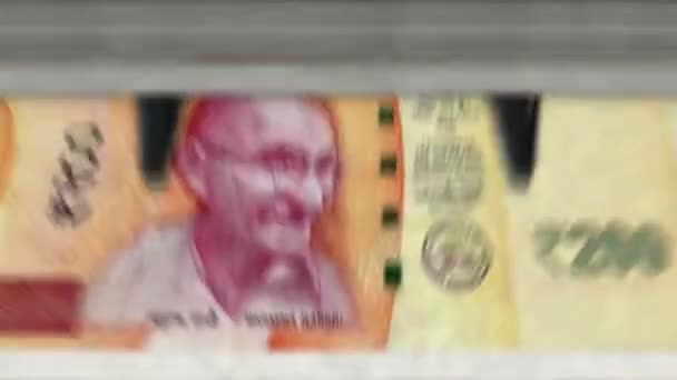 Máquina Contadora Dinero Con Billetes Rupias Indias Negocios Economía Ganancias — Vídeo de stock