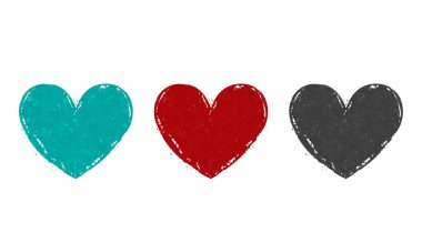 Kalp sağlığı ve aşk sembolü birkaç renk versiyonu içerir. Romantik, kardiyo, kutlama mesajı konsepti 3 boyutlu resimleme.