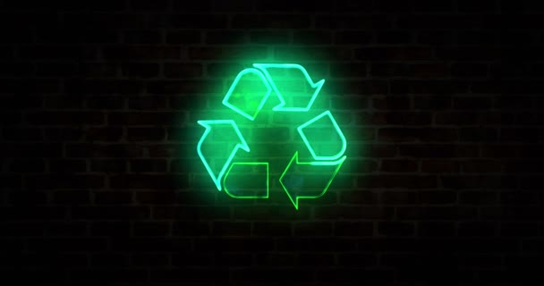 Símbolo Reciclaje Ecología Icono Reutilización Tecnología Verde Industria Limpia Letrero — Vídeo de stock