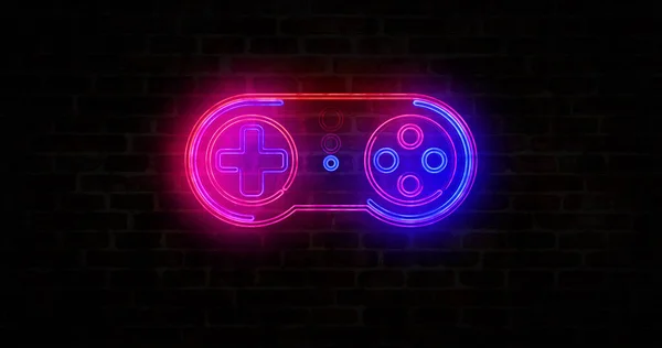 Gaming Pad Symbol Esport Video Controller Game Cyber Sport Neon — Stock Photo, Image