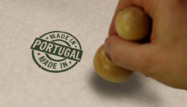 Gemaakt Portugal Stempel Stempelen Hand Fabriek Fabricage Productie Land Concept — Stockfoto