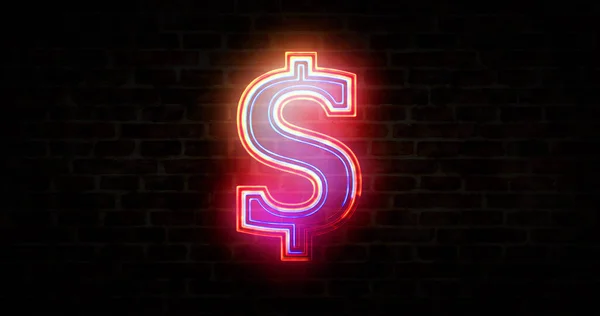 Dollar Money Symbool Usa Geld Gloeiende Neon Amerikaans Cash Neon — Stockfoto