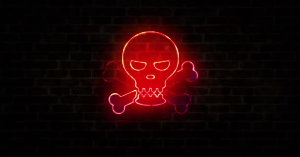 Skull Symbol Piracy Hacking Computer Cyber Crime Technology Darknet Danger — Stock Video