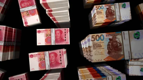 Dollar Hong Kong Billets Chinois Yuan Renminbi Concept Économie Commerce — Photo