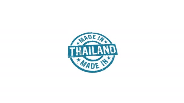 Tillverkad Thailand Stämpel Och Hand Stämpling Inverkan Isolerad Animation Fabrik — Stockvideo
