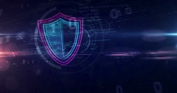 Koncepcja Bezpieczeństwa Cybernetycznego Symbolem Tarczy Ochroną Prywatności Ikoną Bezpieczeństwa Komputera — Wideo stockowe