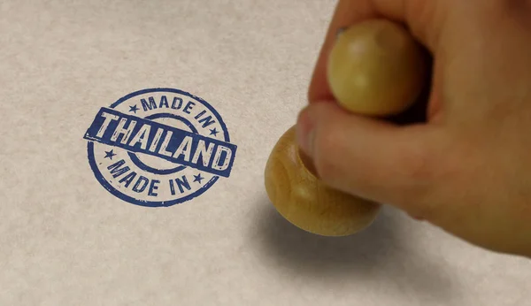 Gemaakt Thailand Stempel Stempelen Hand Fabriek Fabricage Productie Land Concept — Stockfoto