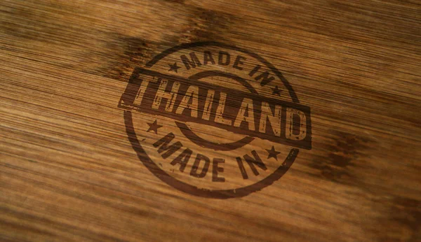 Made Thailand Stamp Printed Wooden Box Factory Manufacturing Production Country — Stock Photo, Image