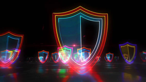 Cyber Sicherheitskonzept Mit Schild Symbol Datenschutz Und Computer Sicherheitssymbol Futuristische — Stockfoto