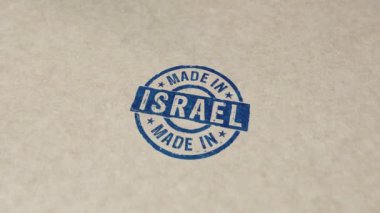 İsrail damgası ve el damgası ile yapılan çarpışma animasyonu. Fabrika, üretim ve üretim ülkesi 3D üretilmiş konsept.