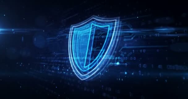 Concepto Seguridad Cibernética Con Símbolo Escudo Privacidad Animación Bucle Iconos — Vídeo de stock