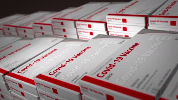Fábrica Produção Embalagens Vacina Covid Coronavirus Sars Cov Distribuição Pacote — Vídeo de Stock