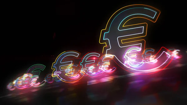 Euro Symbol Glowing Currency Sign Concept Money Business Finance Debt — Stock Photo, Image