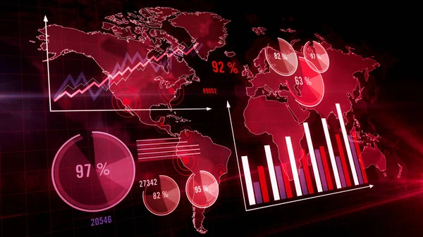 Global business statistics charts background. Pandemic, covid epidemic graph, stock market stats, global crisis, coronavirus world diagram. Abstract concept 3d rendering illustration.