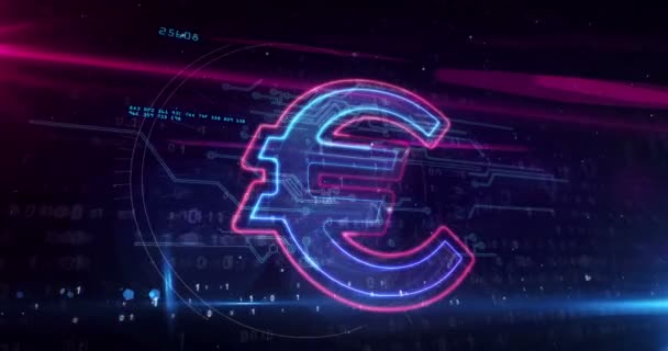 Simbolo Euro Segno Valuta Europea Luminoso Concetto Moneta Affari Finanza — Video Stock