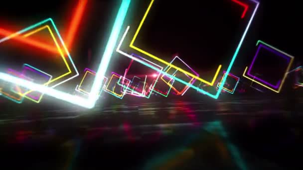 Abstraktní Neonové Čtyřkolky Bezešvé Smyčkové Animace Cestujte Hyperprostorem Sci Motivem — Stock video