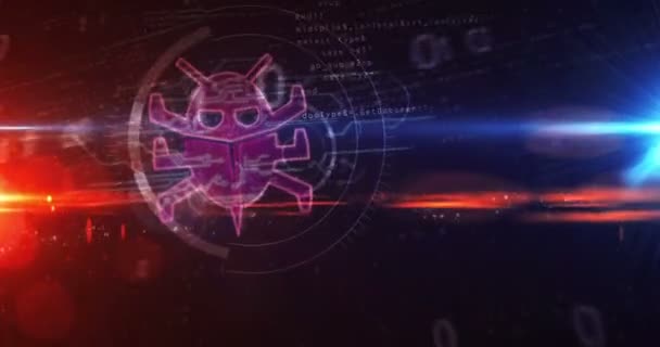 Símbolo Virus Protección Informática Ataque Cibernético Antivirus Gusano Digital Icono — Vídeo de stock