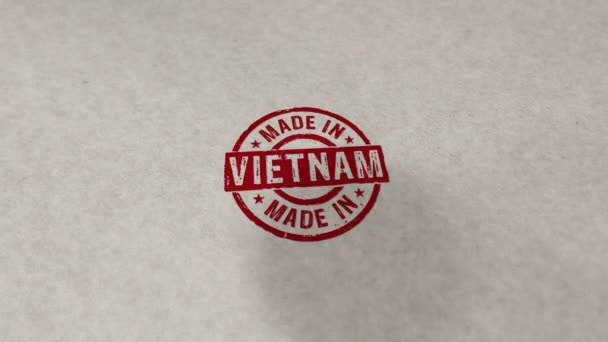 ベトナム製のスタンプループ可能でシームレスなアニメーション 手に衝撃を与える 製造業 生産国3Dレンダリングループコンセプト — ストック動画
