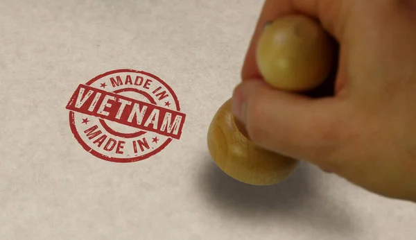 ベトナムスタンプとスタンピング手で作られた 製造業 生産国の概念 — ストック写真