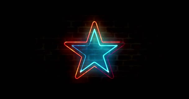 Simbolul Star Succesul Petrecerea Semnul Sărbătoare Peretele Cărămidă Stil Digital — Videoclip de stoc