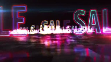 İndirimli reklam promosyonu. Mevsimlik alışveriş özel teklifi, siber pazartesi ve kara cuma konsepti hafif dijital konsept. Mesajlar arasında uçmak. Geleceksel alan soyut 3D canlandırma canlandırması.