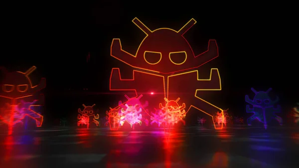 Virensymbol Computerschutz Cyber Angriff Antivirus Digitaler Wurm Und Bug Symbol — Stockfoto