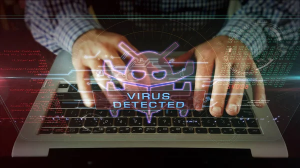 Virus Detectado Símbolo Ataque Informático Seguridad Cibernética Antivirus Gusano Digital —  Fotos de Stock