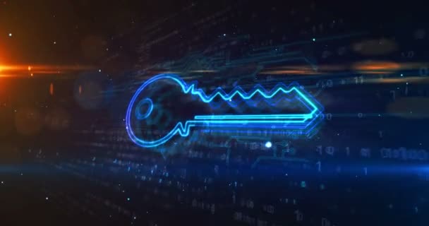 Siber Anahtar Sembollü Dijital Şifreleme Konsepti Gizli Mahremiyet Bilgisayar Güvenliği — Stok video